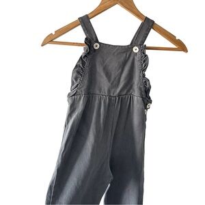 Zara Charcoal Gray Overalls with Ruffle Straps 3/4 Years